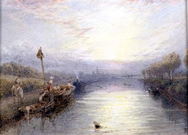 Folyói táj (akvarell) alkotó: Myles Birket Foster