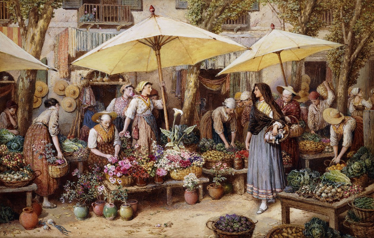 Virágpiac, Toulon, alkotó: Myles Birket Foster