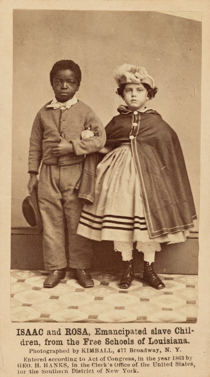 Isaac és Rosa, emancipált rabszolgagyerekek a louisianai szabad iskolákból, 1863-1864 (fénykép) alkotó: Myron H. Kimball
