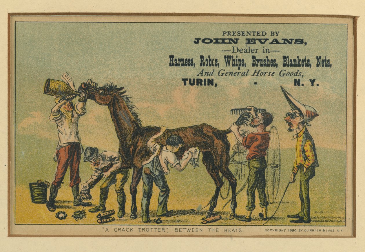 Repülő ügető a futamok között, 1880 alkotó: N. and Ives, J.M. Currier