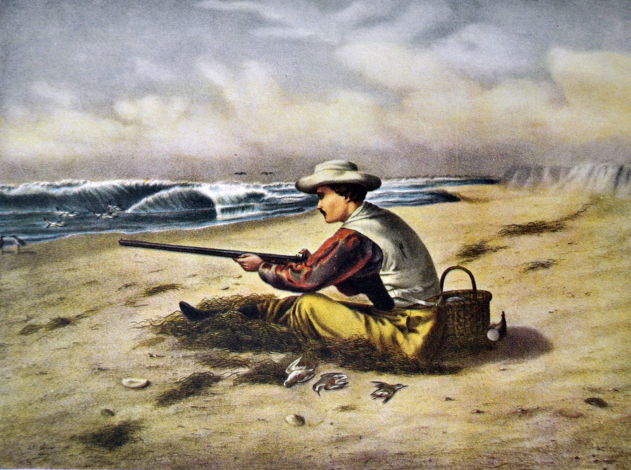 Currier & Ives illusztráció 19. század. Beach szalonka lövés alkotó: N. and Ives, J.M. Currier