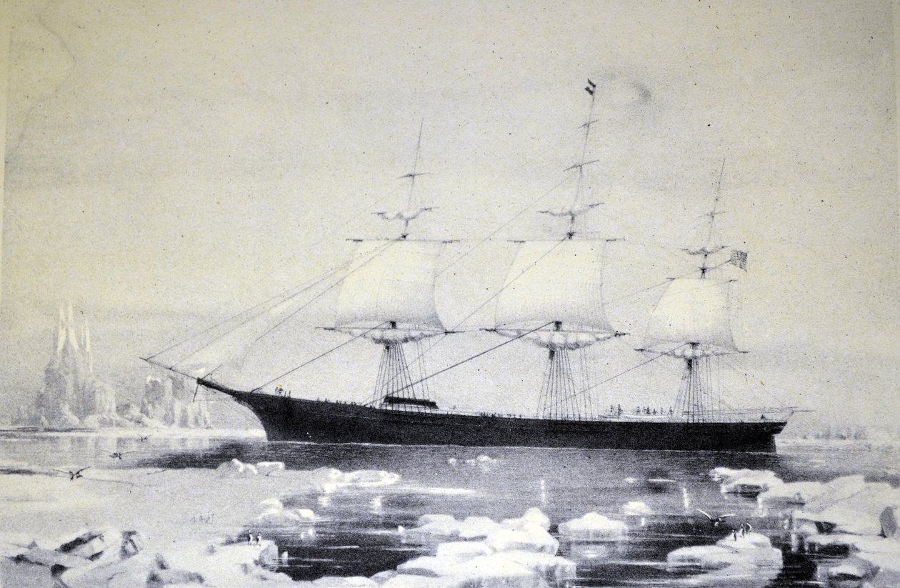 Currier & Ives illusztráció 19. század. Clipper Ship Red Jacket alkotó: N. and Ives, J.M. Currier