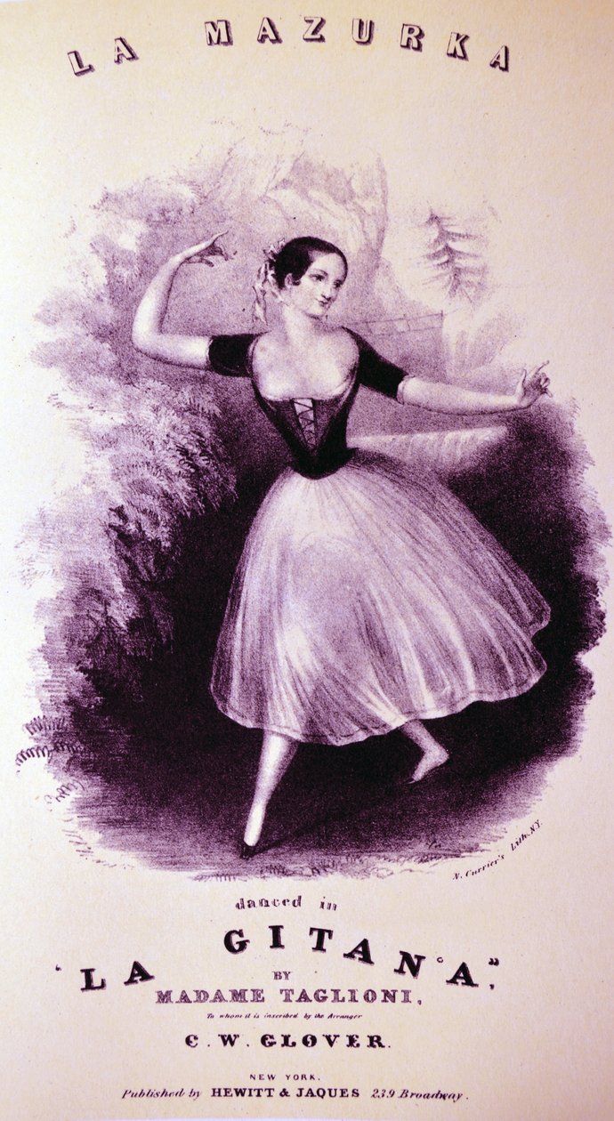 Currier & Ives illusztráció 19. század. La Mazurka alkotó: N. and Ives, J.M. Currier
