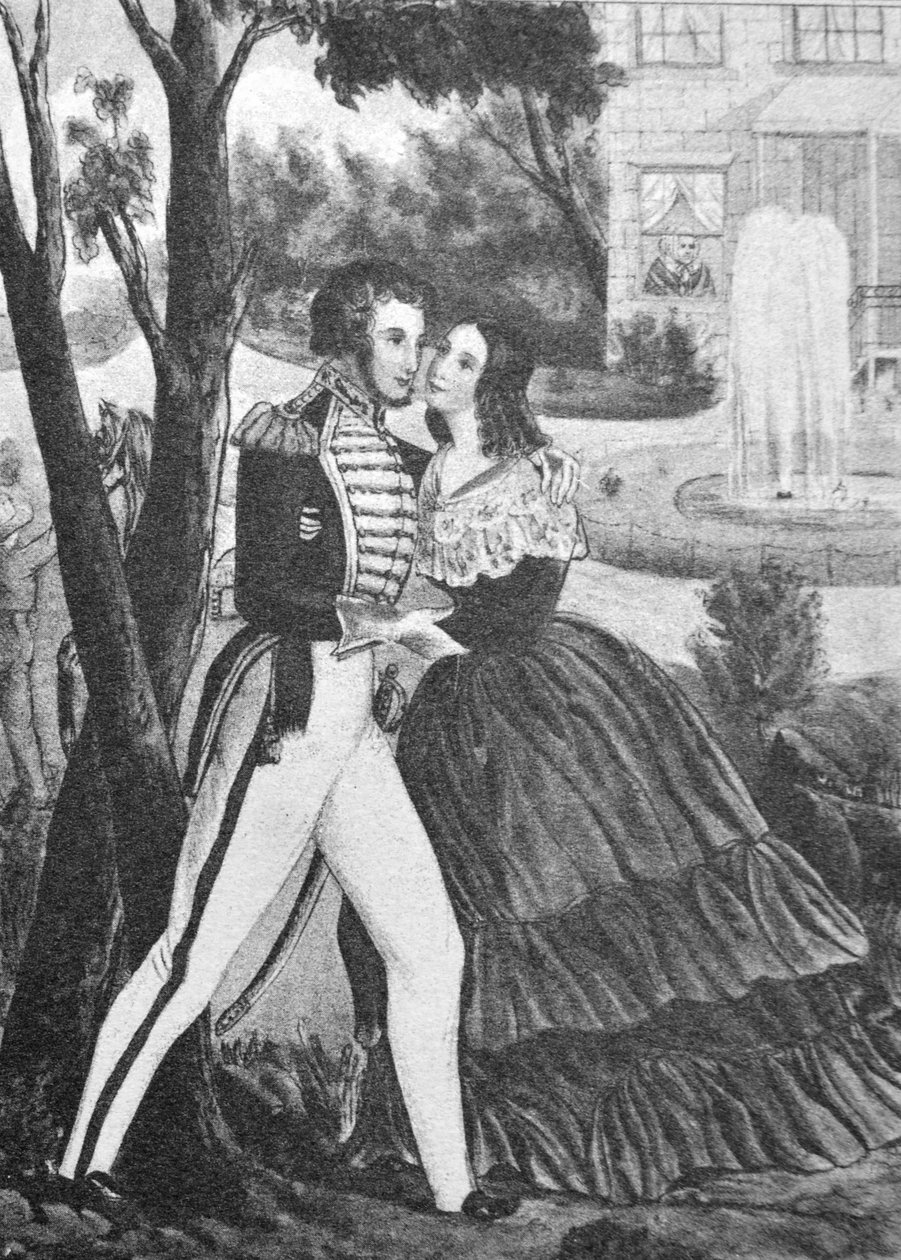 Currier & Ives illusztráció 19. század. Katonák visszatérnek alkotó: N. and Ives, J.M. Currier