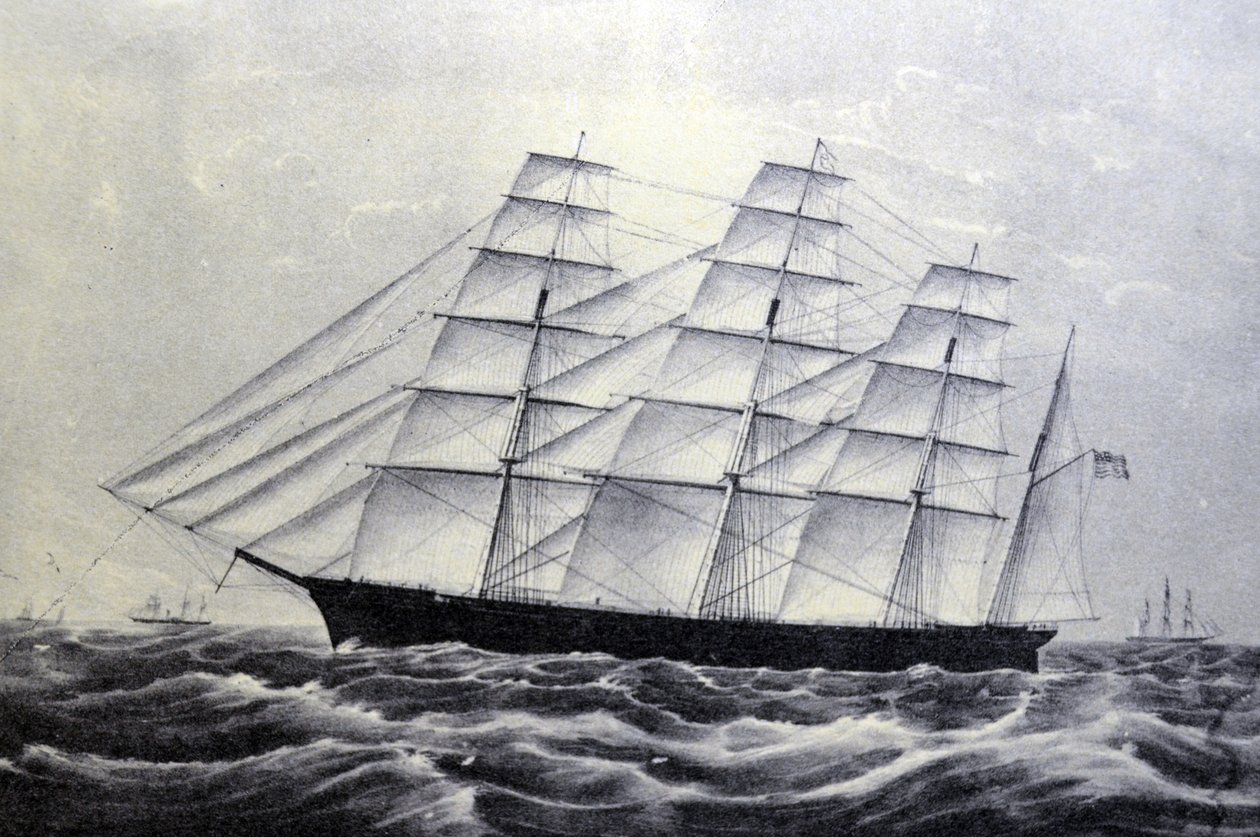 Currier & Ives illusztráció 19. század. A Clipper hajó A Nagy Köztársaság alkotó: N. and Ives, J.M. Currier