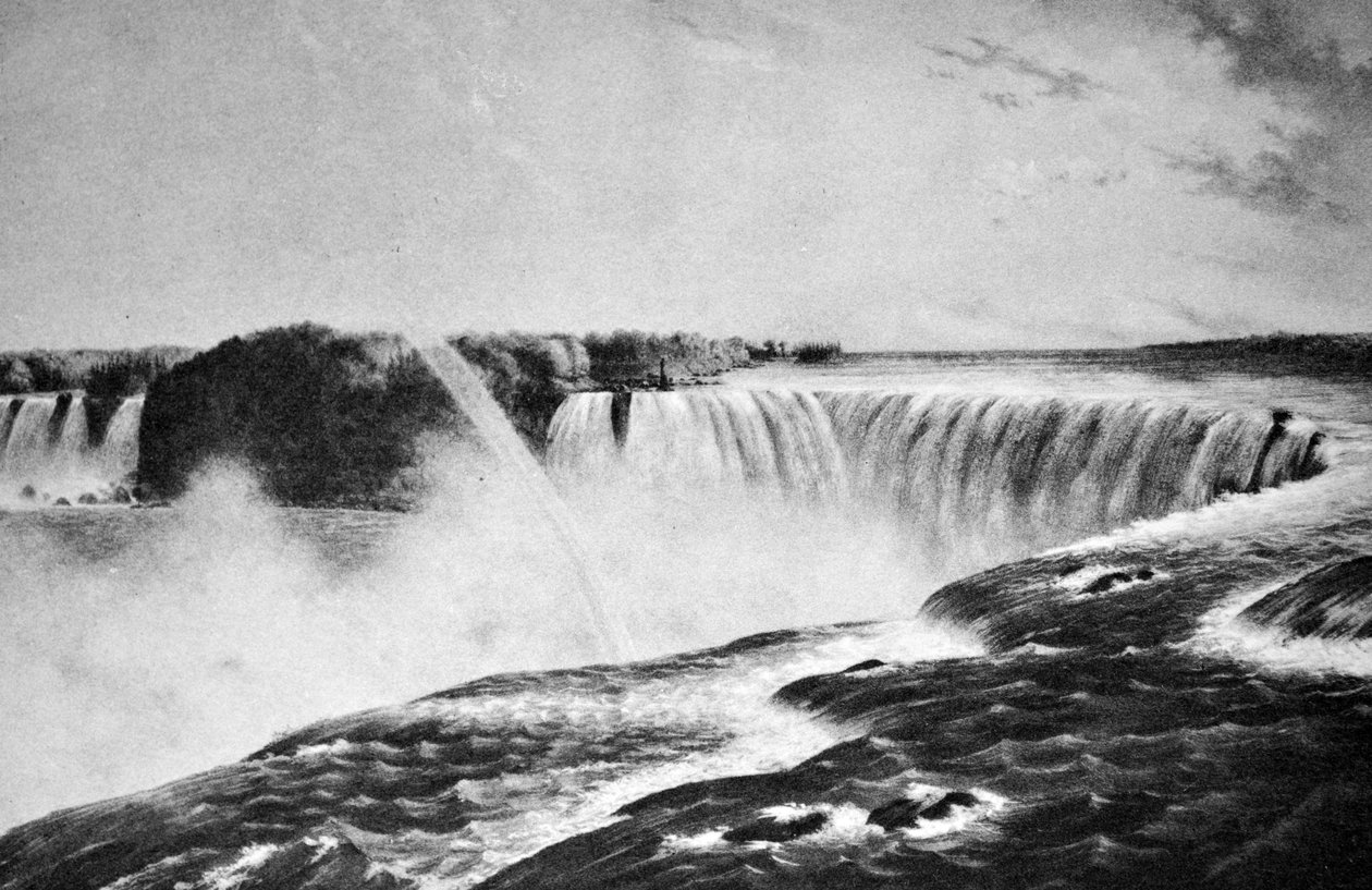 Currier & Ives illusztráció 19. század. A Niagara vízesései, a kanadai oldalról. alkotó: N. and Ives, J.M. Currier