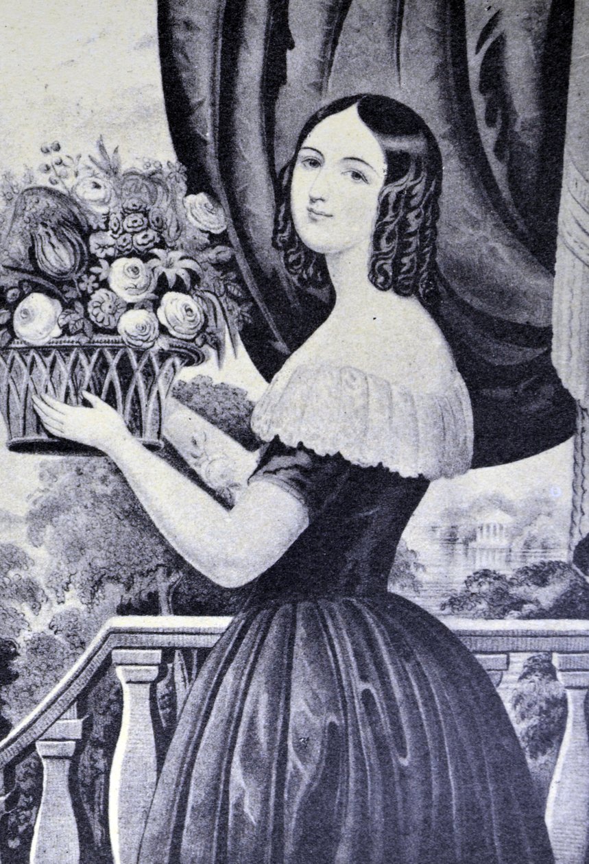 Currier & Ives illusztráció 19. század. A Viráglány alkotó: N. and Ives, J.M. Currier