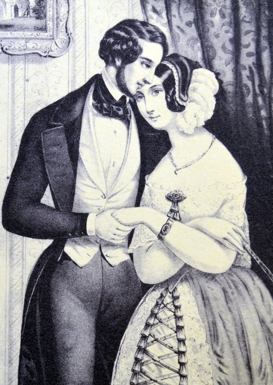 Currier & Ives illusztráció 19. század. A szerelmesek megbékélése alkotó: N. and Ives, J.M. Currier