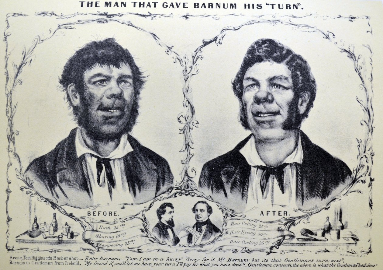 Currier & Ives illusztráció 19. század. Az Ember, aki Barnumra került alkotó: N. and Ives, J.M. Currier