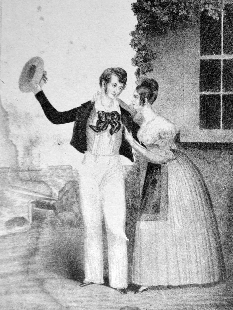 Currier & Ives illusztráció 19. század. The Sailors Adieu alkotó: N. and Ives, J.M. Currier