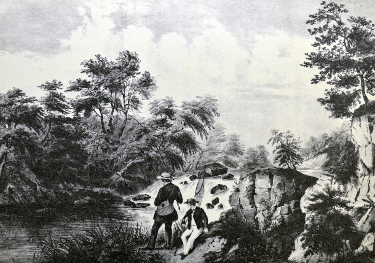 Currier & Ives illusztráció 19. század. A Pisztráng-patak alkotó: N. and Ives, J.M. Currier