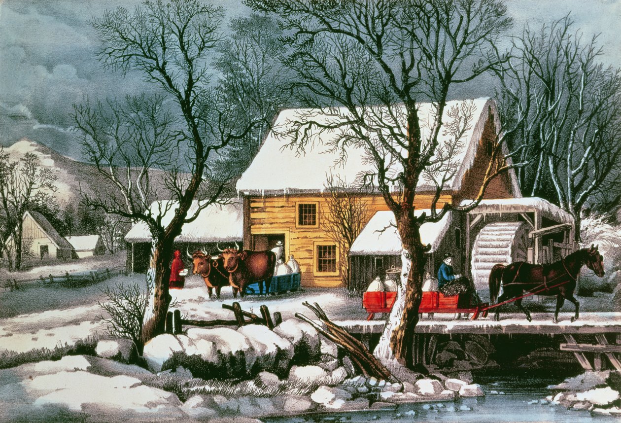 Frozen Up, 1872 (nyomtatott) alkotó: N. and Ives, J.M. Currier