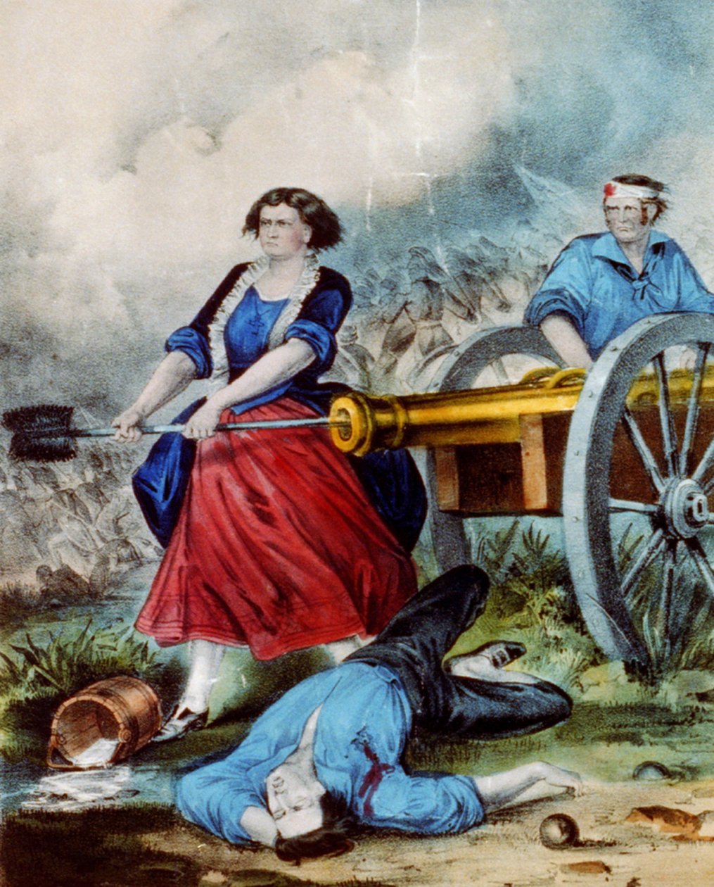 Molly Pitcher, 1876 (színes litográfia) alkotó: N. and Ives, J.M. Currier