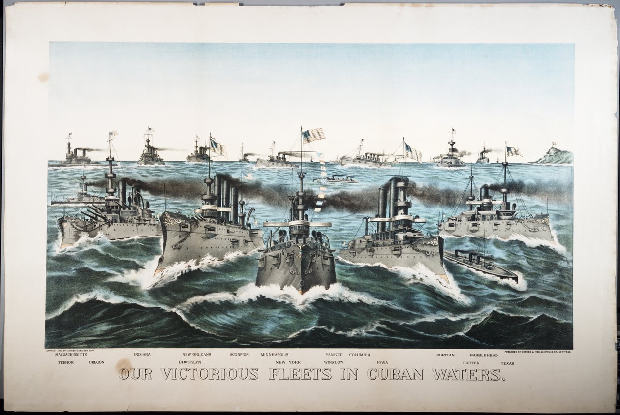 Győztes flottáink a kubai vizeken, 1898 alkotó: N. and Ives, J.M. Currier