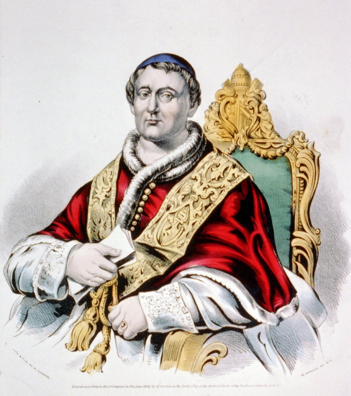 Pius pápa, 1846 (kézzel színezett lito) (kézzel színezett litográfia) alkotó: N. and Ives, J.M. Currier