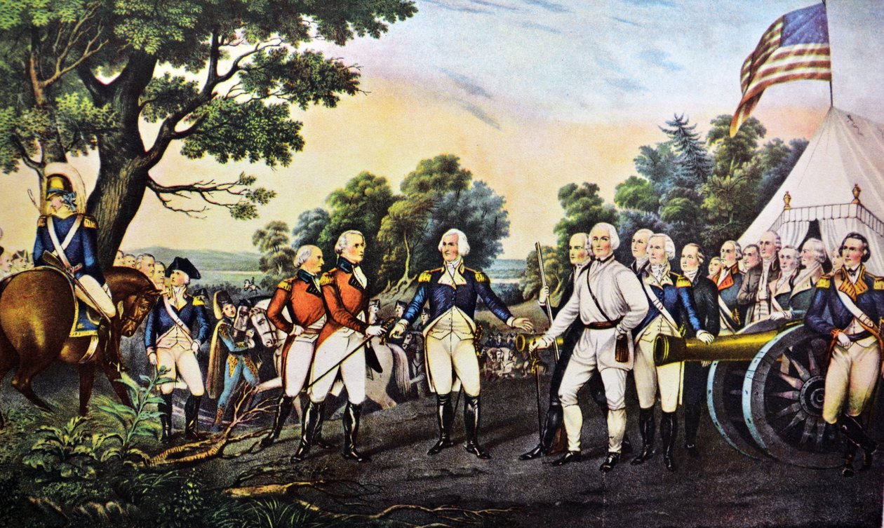 Burgoyne tábornok megadása Saratoga N.Y.-ban 1777. október 17. alkotó: N. and Ives, J.M. Currier