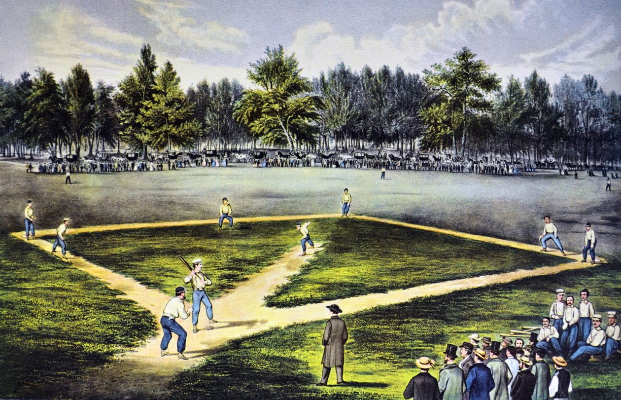 Az amerikai nemzeti baseball-játék alkotó: N. and Ives, J.M. Currier