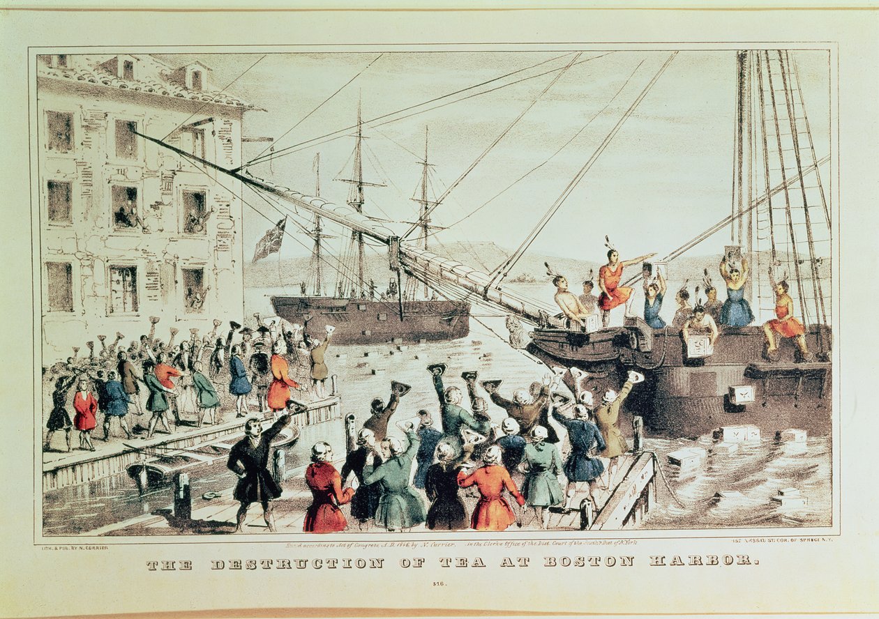 Boston Tea Party, 1846 (nyomtatott) alkotó: N. and Ives, J.M. Currier