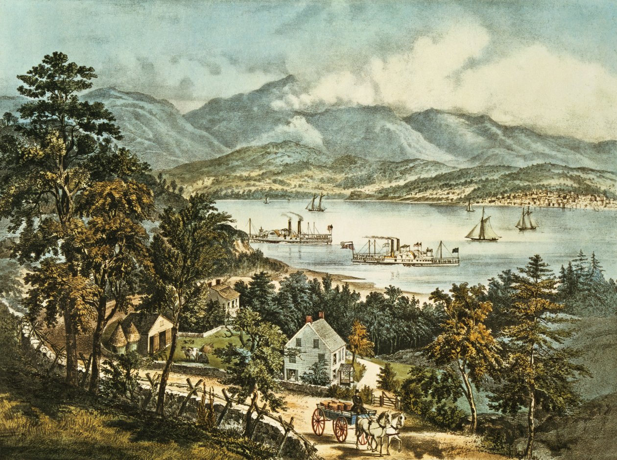 A Catskill-hegység a Hudson keleti partjáról alkotó: N. and Ives, J.M. Currier