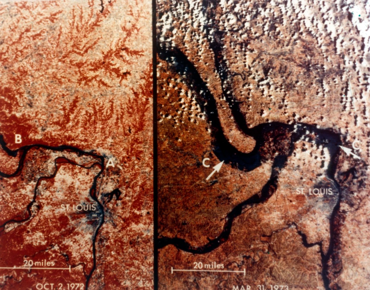 Föld az űrből – a Mississippi folyó és St Louis, USA, 1980-as évek. alkotó: NASA Images