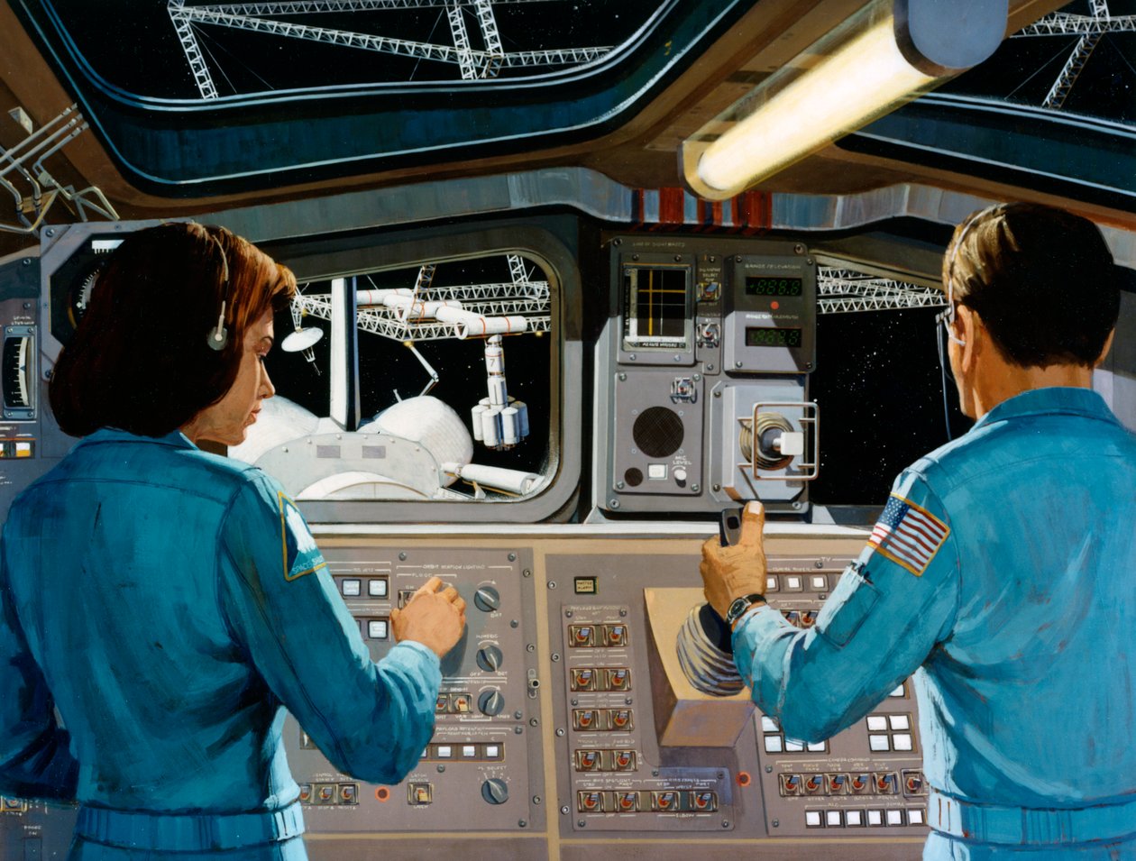 Egy futurisztikus űrállomás belsejében, 1970-es évek. alkotó: NASA Images