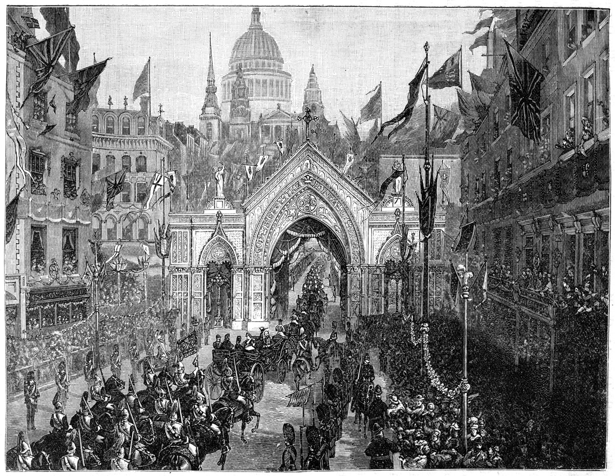 A körmenet a Ludgate Hillnél, a hálaadás napja, London, 1900. alkotó: N. Chevalier