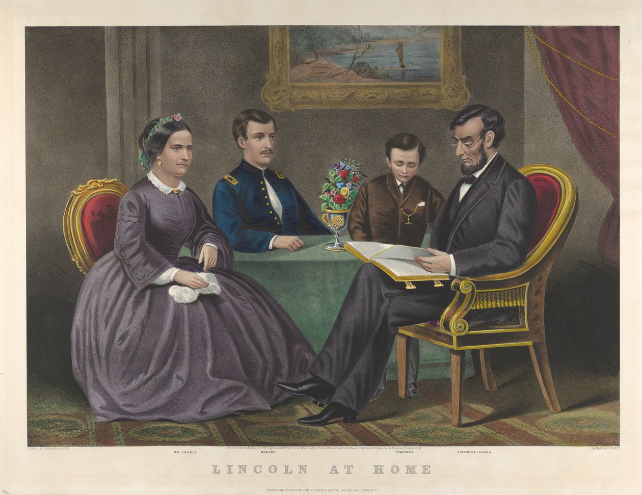 Lincoln otthon, 1867 alkotó: Nathaniel Currier