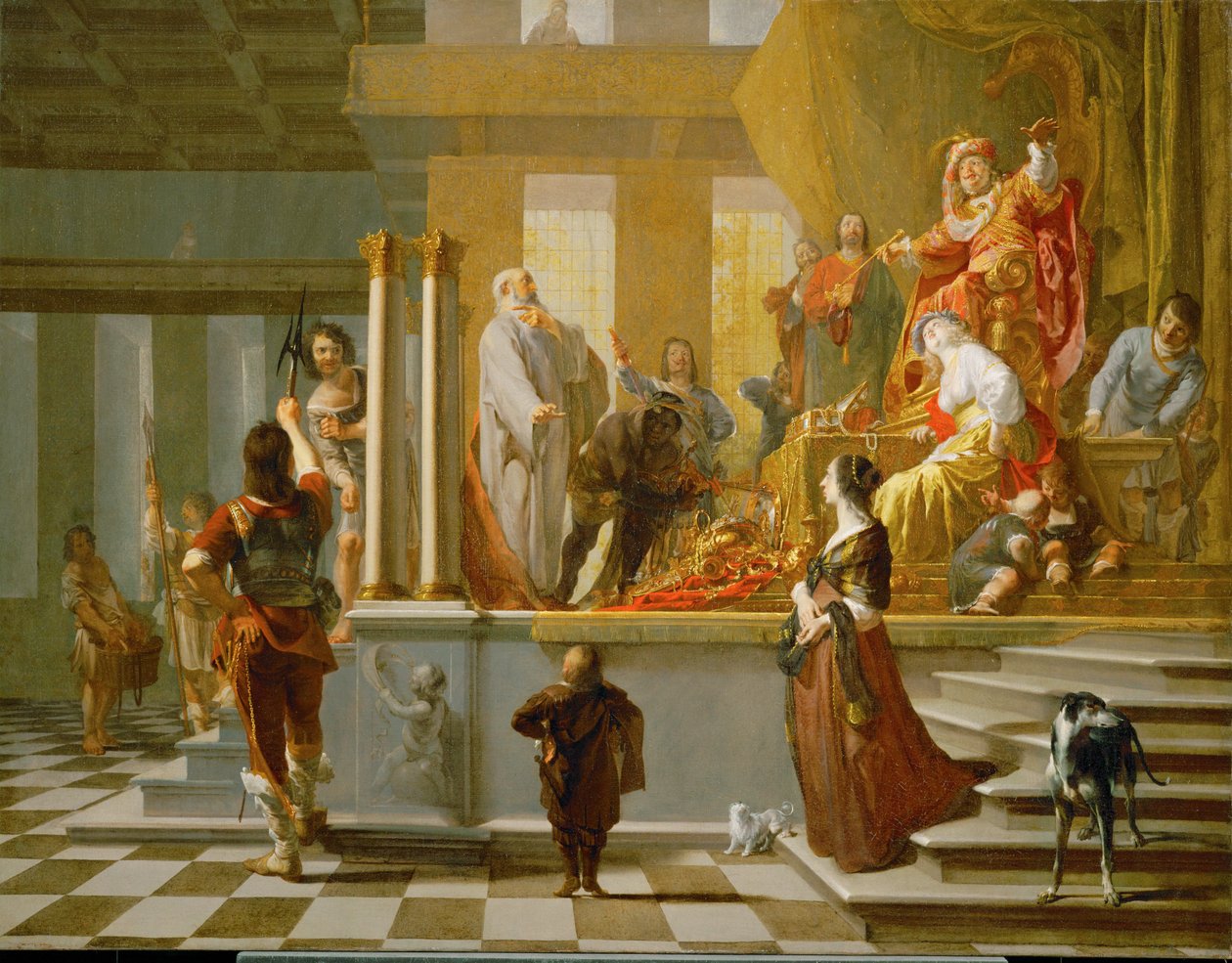 Kroiszosz megmutatja kincseit Szólónnak alkotó: N. & Hondecoeter G. G. de (1604-53) Knuepfer