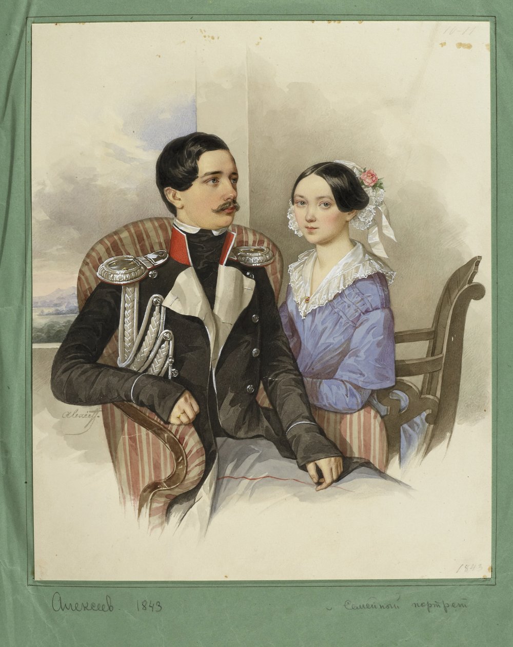 Jakov Karlovich Sievers gróf 1818-1865 és Vera Mihajlovna grófnő portréja 1818-1865, 1843 alkotó: N. M. Alexeyev