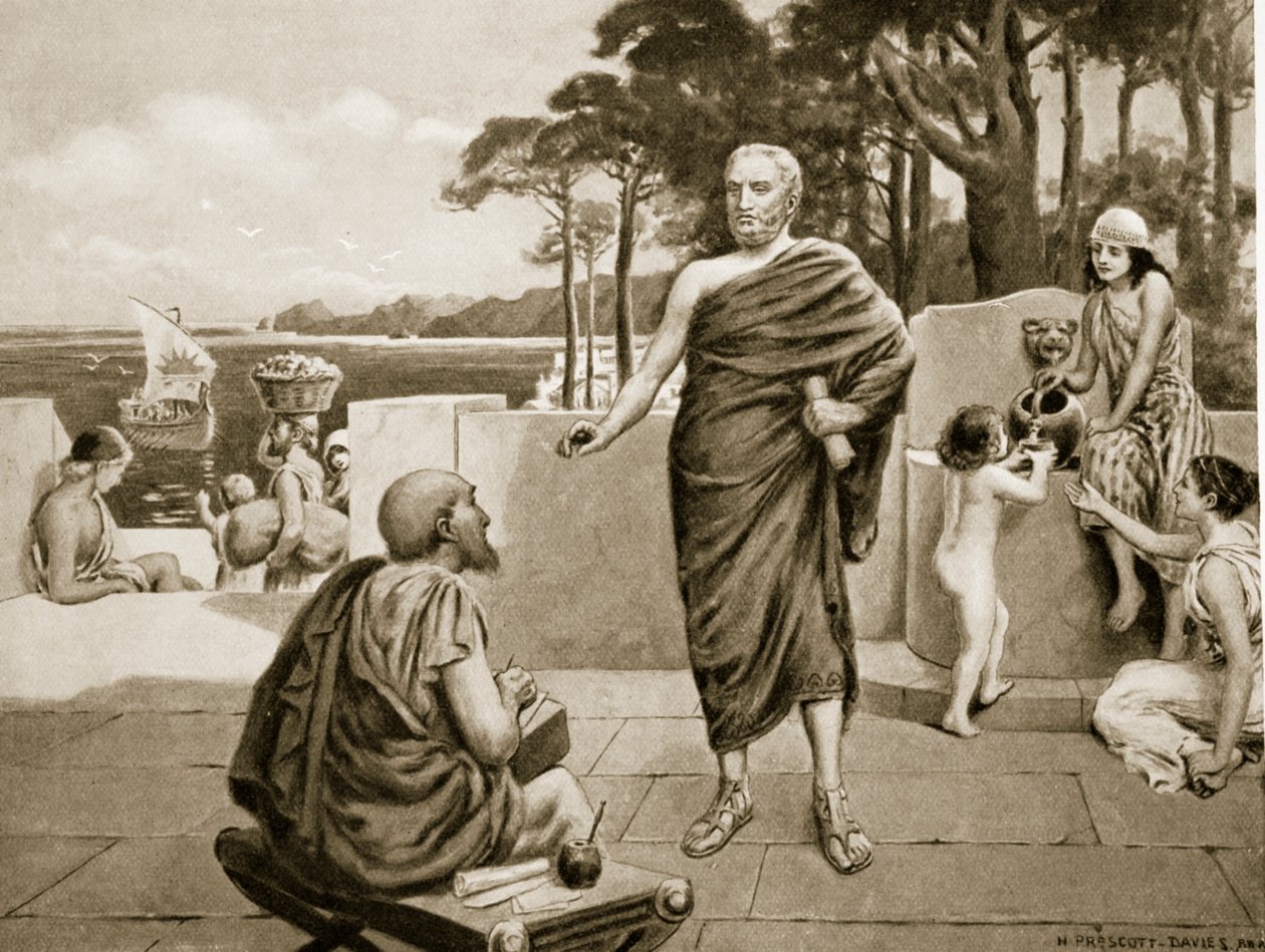 Thuküdidész a száműzetésben, illusztráció Hutchinson nemzetek története, 1915 litho alkotó: N. Prescott Davies