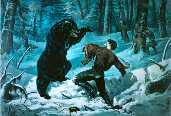 Élet az amerikai határon: Hunter egy szoros megoldásban alkotó: Currier and Ives