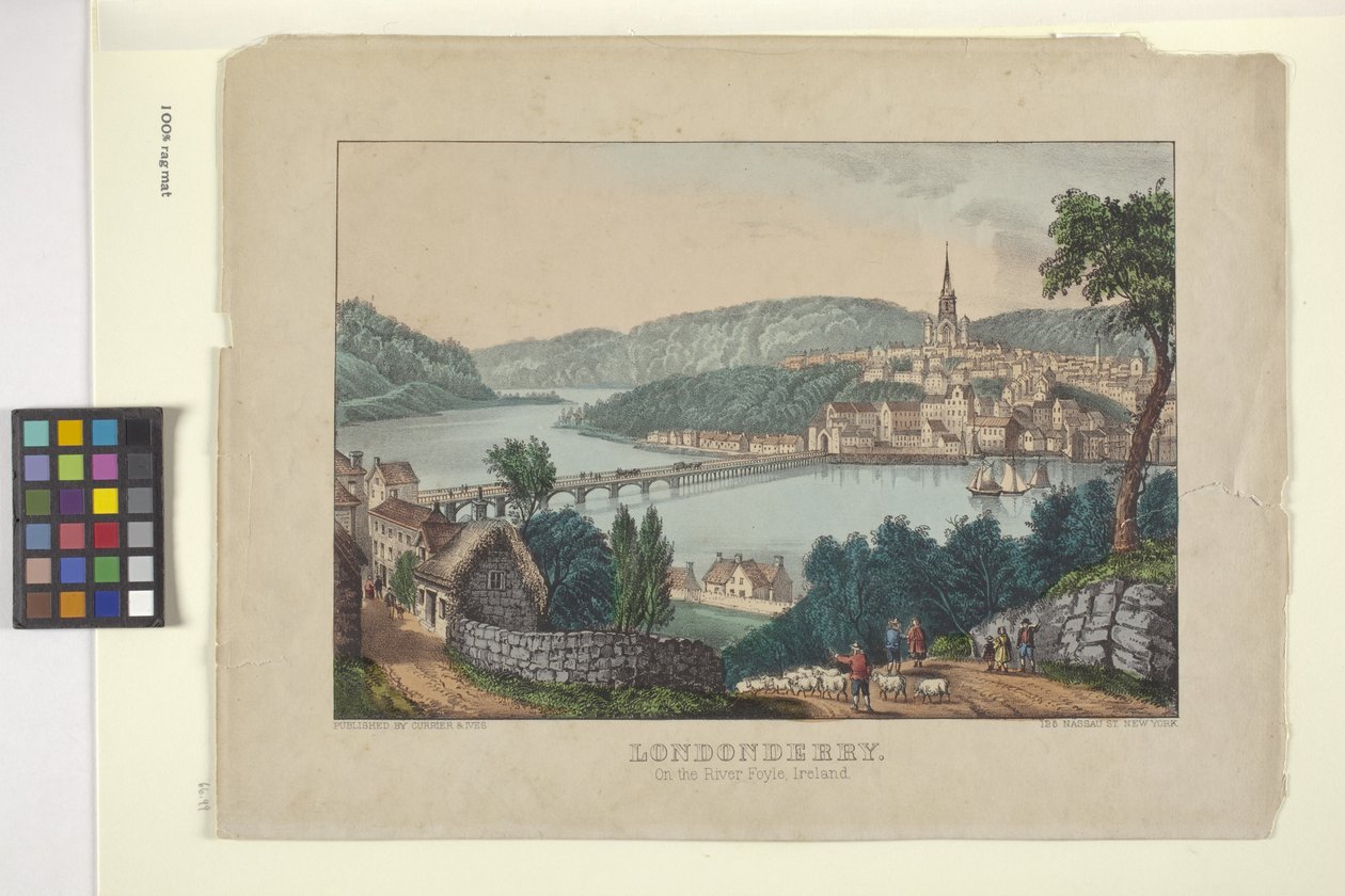 Londonberry (kézzel színezett litográfia) alkotó: N. and Ives J.M. (1824 95) Currier