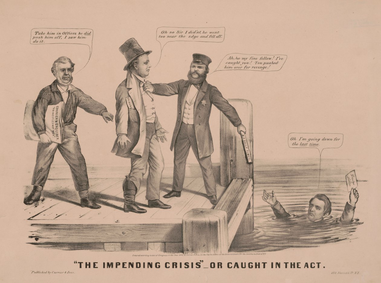 "A közelgő válság" Vagy tetten érik őket alkotó: N. and Ives J.M. (1824-95) Currier