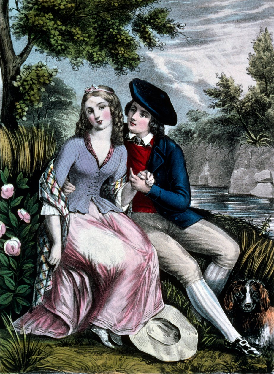 a skót költő Robert Burns elcsábítja a felvidéki Mary Campbellt alkotó: N. and Ives J.M. (1824 95) Currier