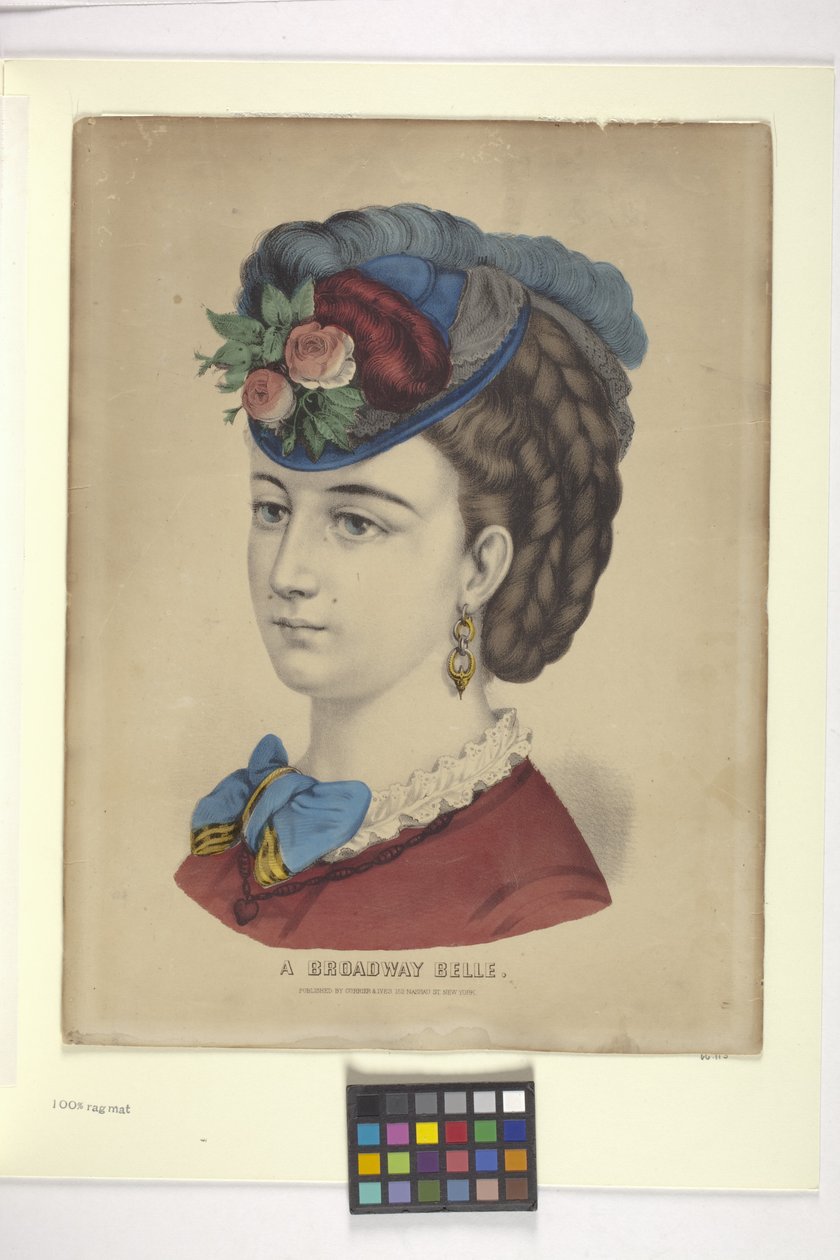 Egy Broadway Belle (kézzel színezett litográfia) alkotó: N. and Ives J.M. (1824 95) Currier