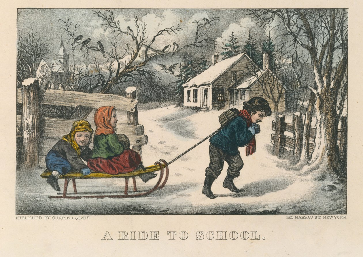 Egy fuvar az iskolába alkotó: Currier and Ives