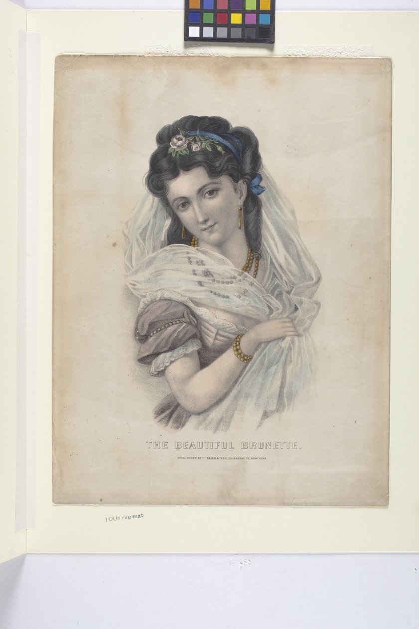 Gyönyörű barna (kézzel színezett litográfia) alkotó: N. and Ives J.M. (1824 95) Currier