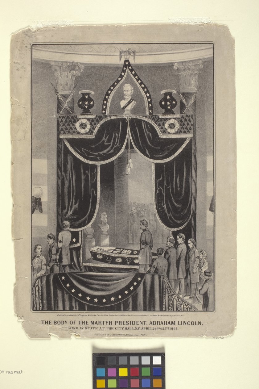 A mártír teste Elnök, Abraham Lincoln (litográfia) alkotó: N. and Ives J.M. (1824 95) Currier