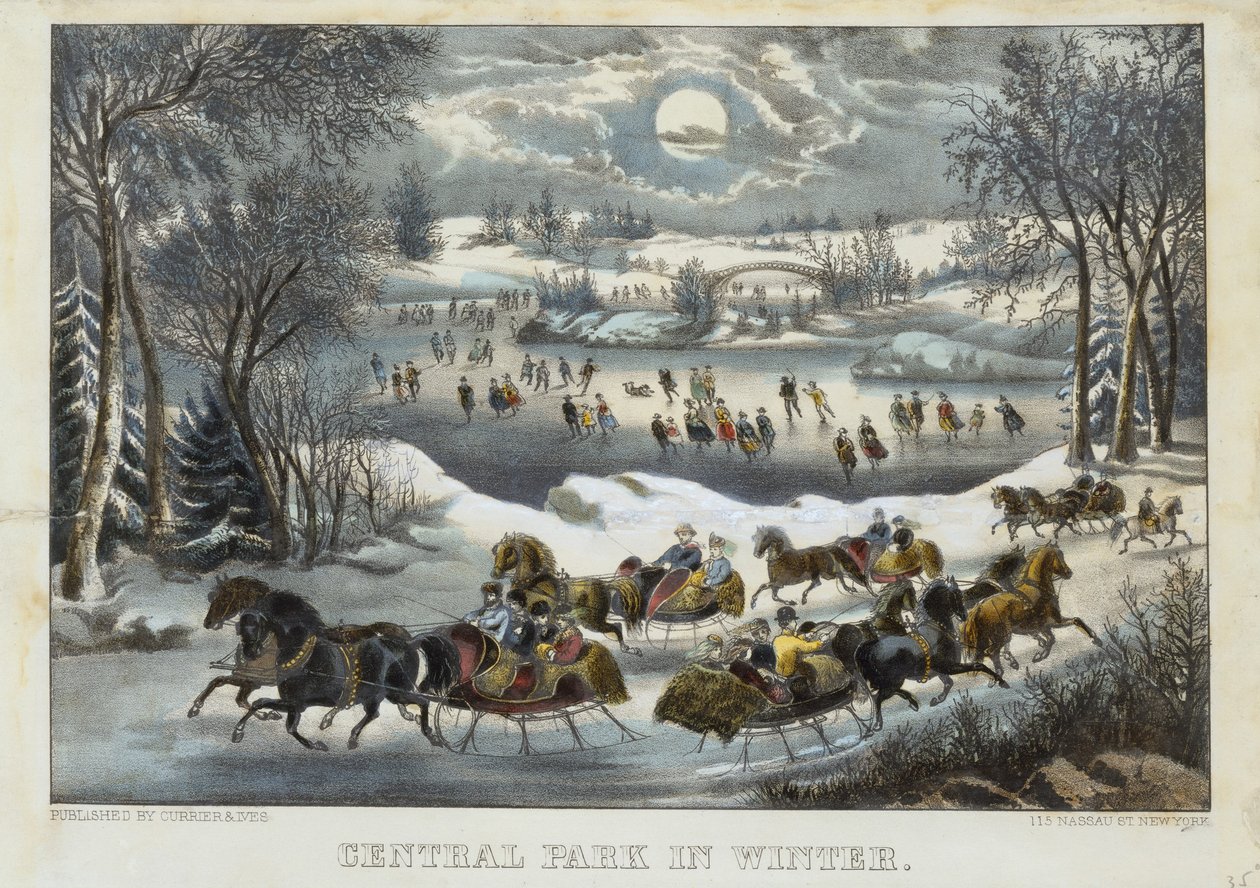 Central Park télen alkotó: Currier and Ives