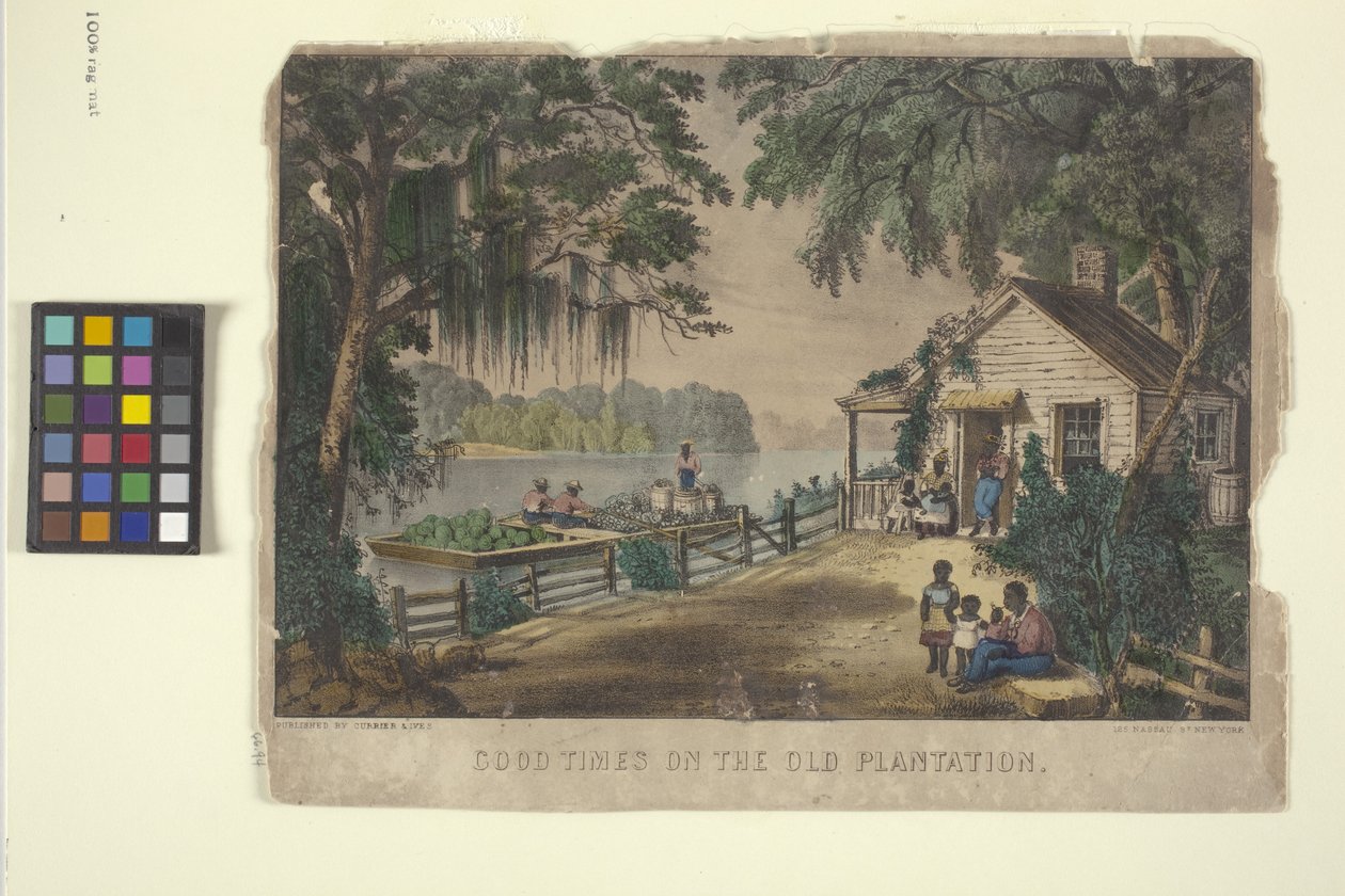 Jó idők a régi ültetvényen (kézzel színezett litográfia) alkotó: N. and Ives J.M. (1824 95) Currier
