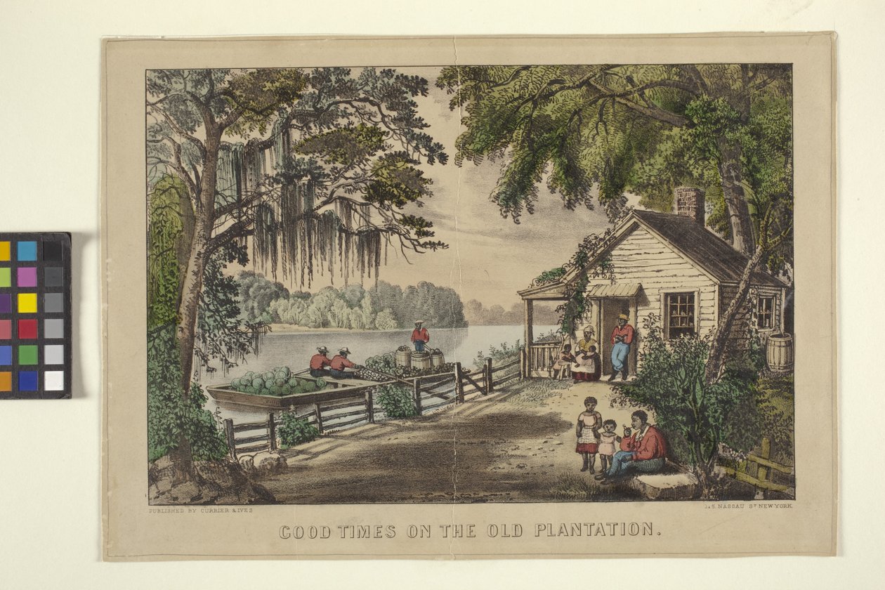 Jó idők a régi ültetvényen (kézzel színezett litográfia) alkotó: N. and Ives J.M. (1824 95) Currier