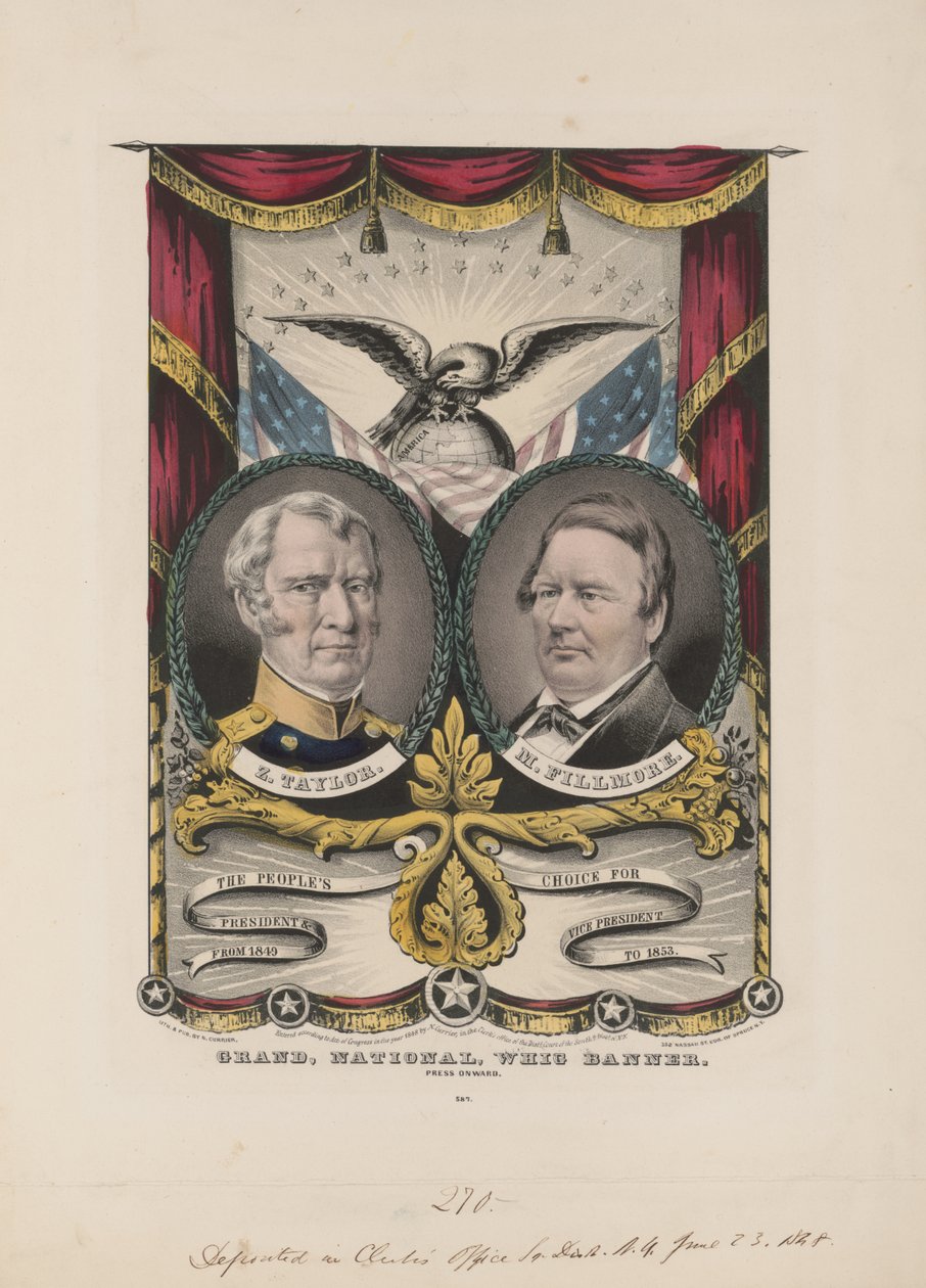 Nagy nemzeti whig zászló, 1848 körül (színes litográfia) alkotó: Currier and Ives