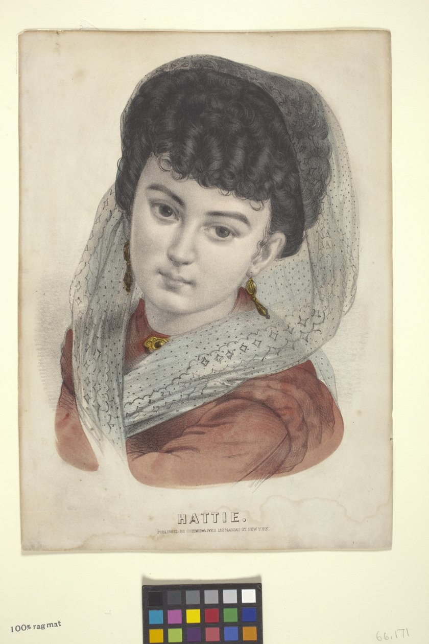 Hattie (kézzel színezett litográfia) alkotó: N. and Ives J.M. (1824 95) Currier