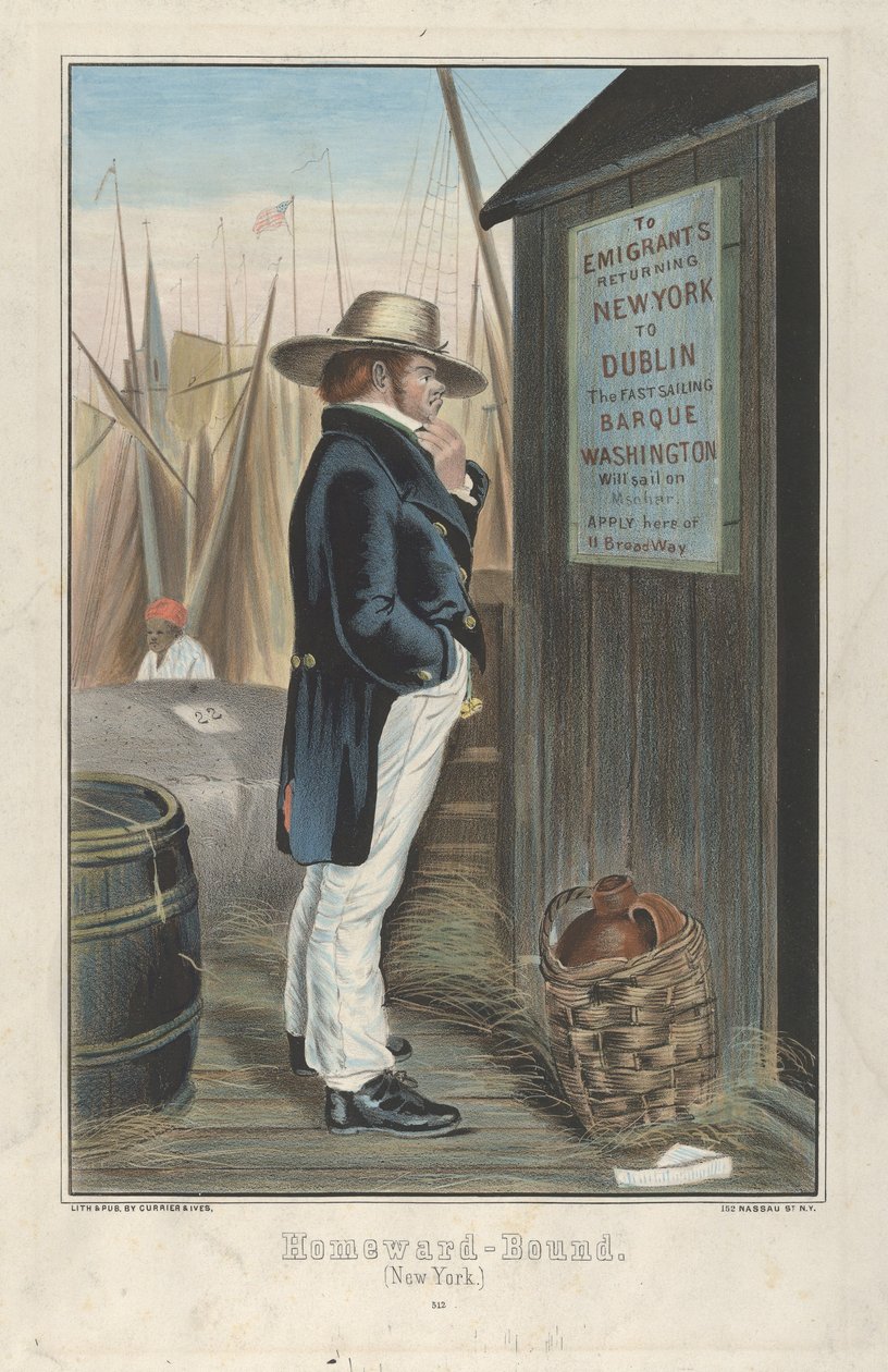 Homeward Bound (New York), 1860 körül (kézzel színezett litográfia) alkotó: Currier and Ives