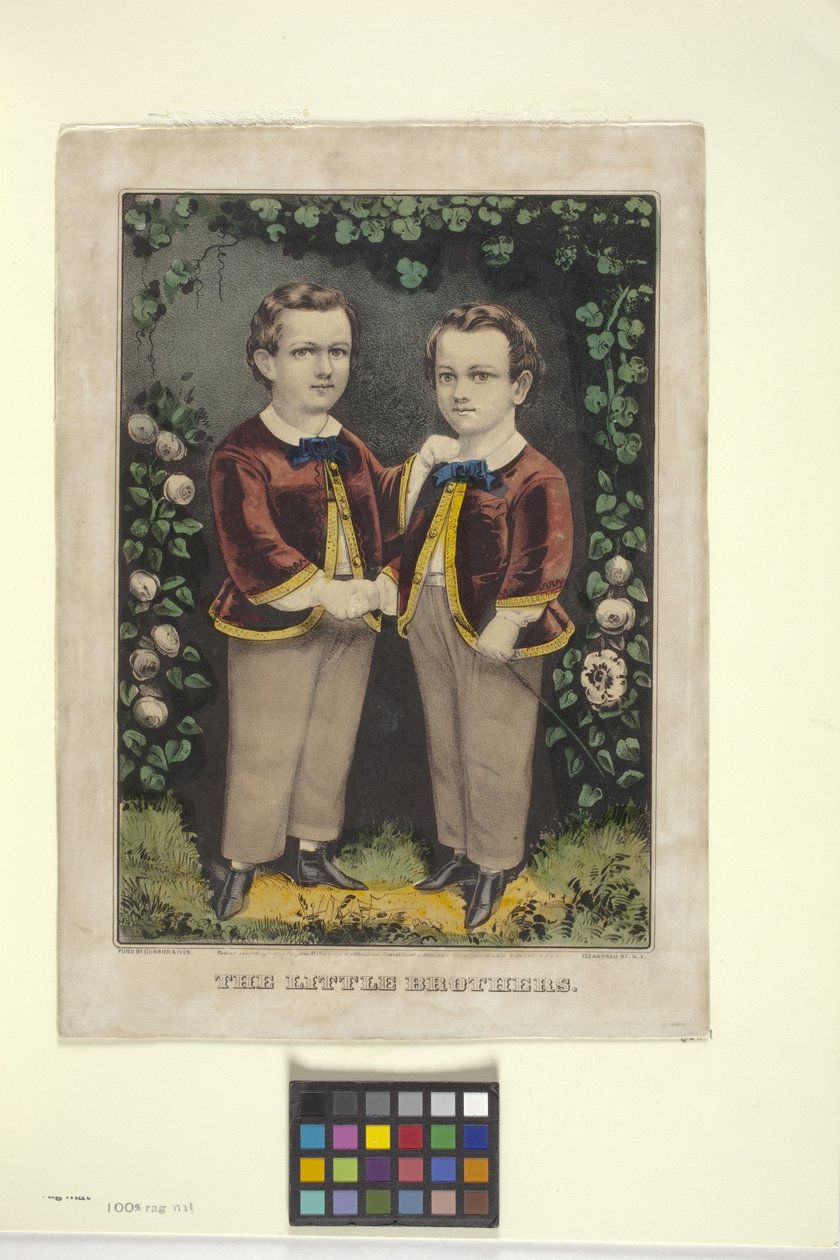 Kistestvérek (kézzel színezett litográfia) alkotó: N. and Ives J.M. (1824 95) Currier