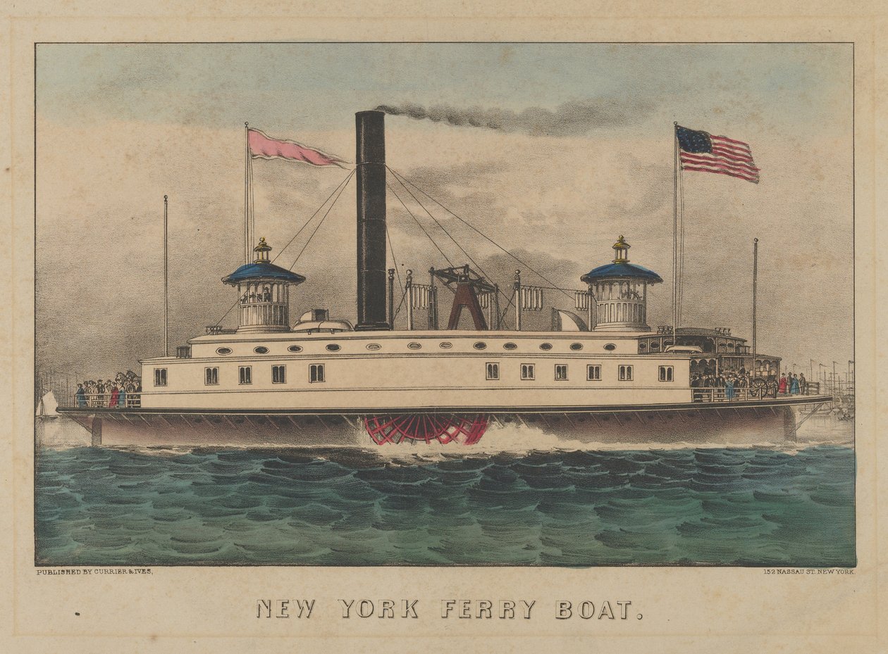 New York-i komphajó, 1860-65 körül (kézzel színezett litográfia) alkotó: Currier and Ives