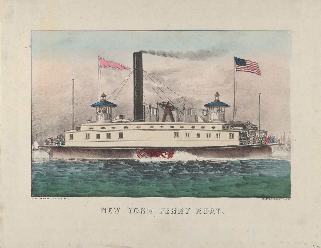 New York-i komphajó, 1860-65 körül (kézzel színezett litográfia) alkotó: Currier and Ives