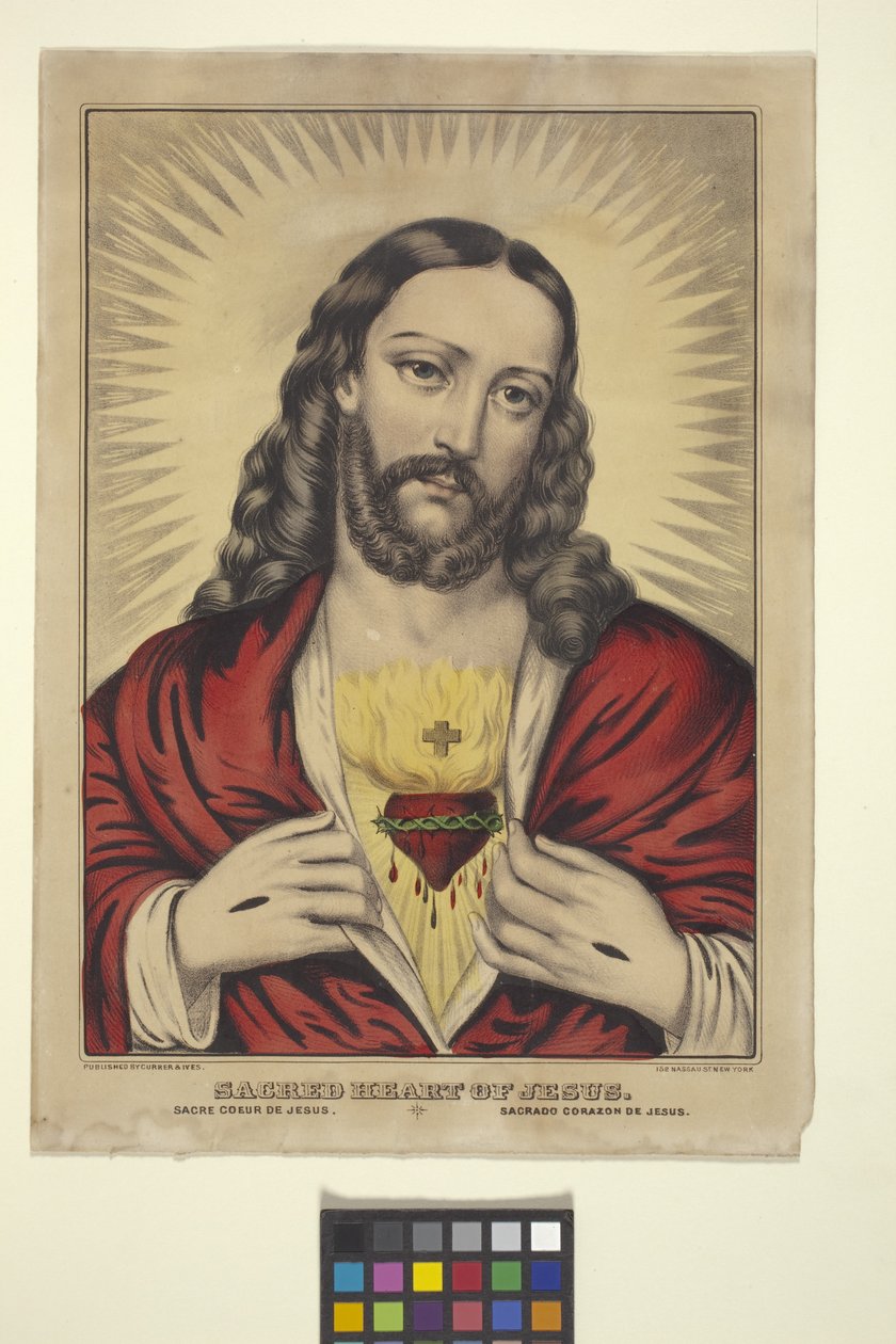 Jézus Szent Szíve (kézzel színezett litográfia) alkotó: N. and Ives J.M. (1824 95) Currier
