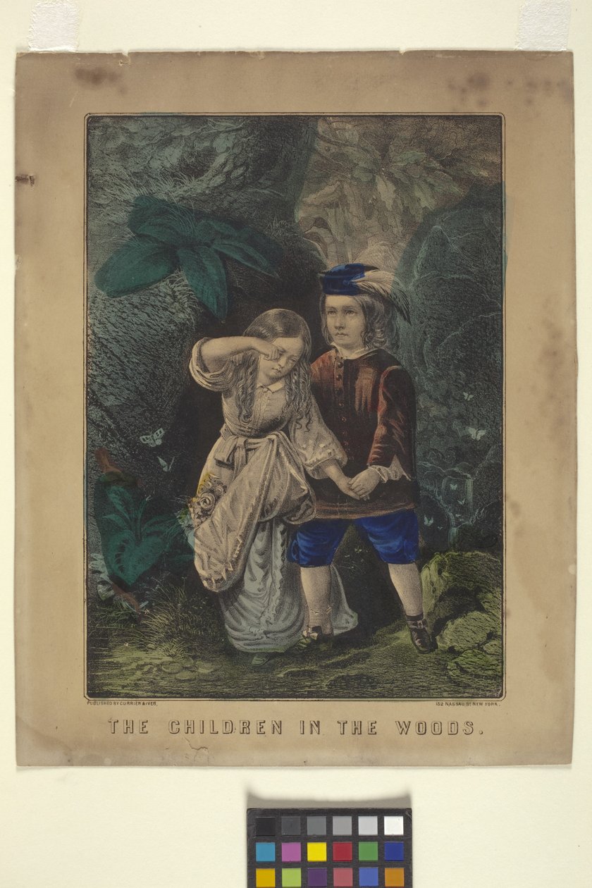 Gyerekek az erdőben (kézzel színezett litográfia) alkotó: N. and Ives J.M. (1824 95) Currier
