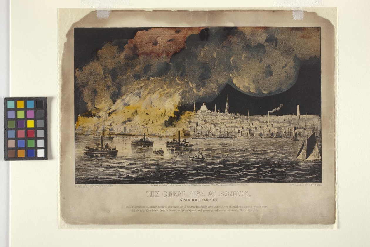 A nagy bostoni tűzvész (kézzel színezett litográfia) alkotó: N. and Ives J.M. (1824 95) Currier